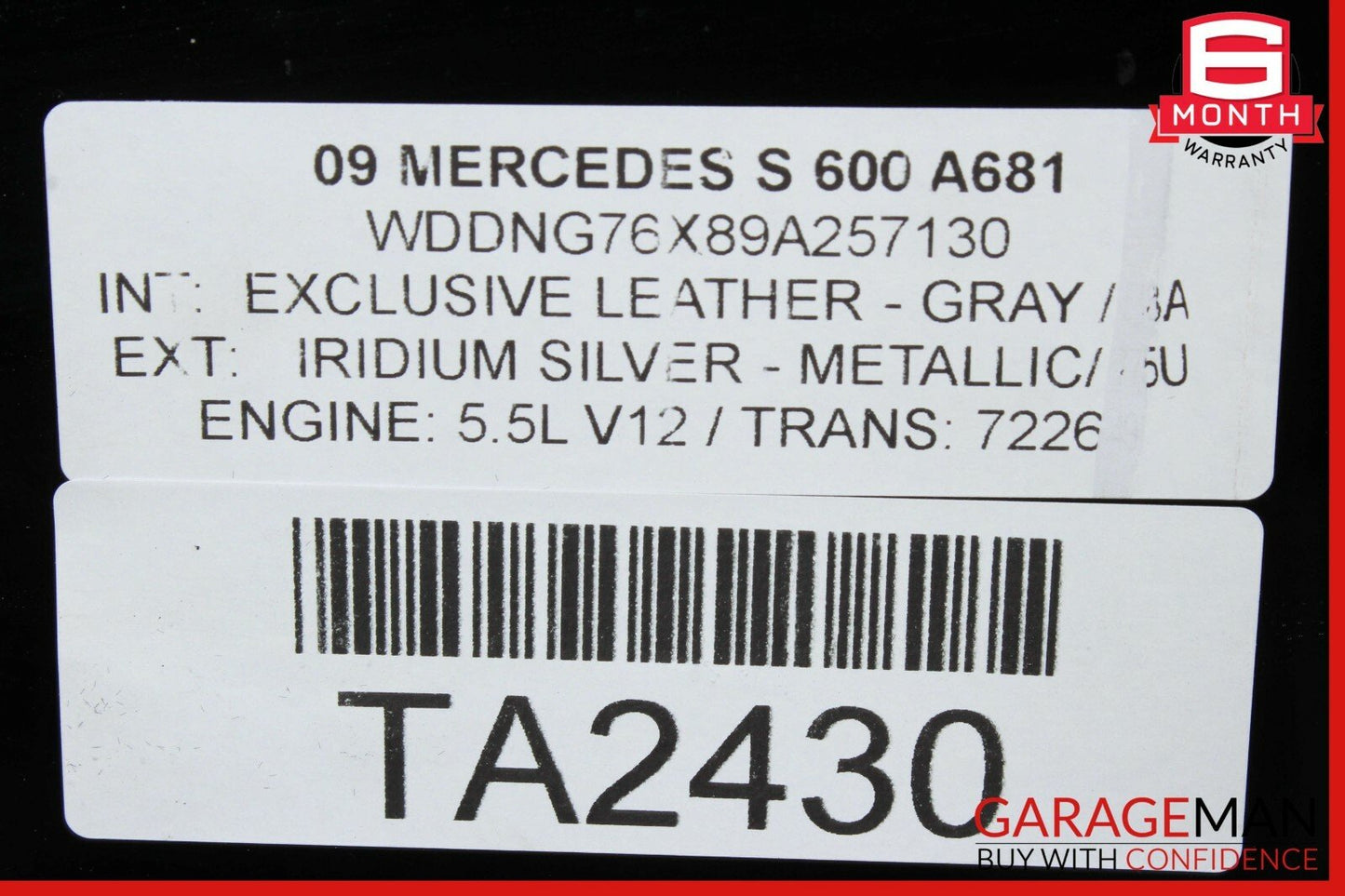 07-13 Mercedes W221 S600 S63 AMG Rear Pano Panoramic Roof Glass Panel Assembly