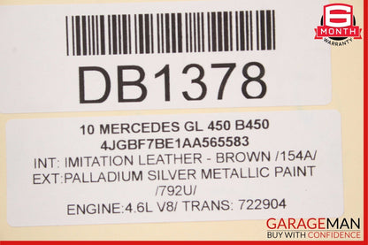 07-12 Mercedes X164 GL450 GL550 Front Right Lower Bottom Seat Cushion Brown