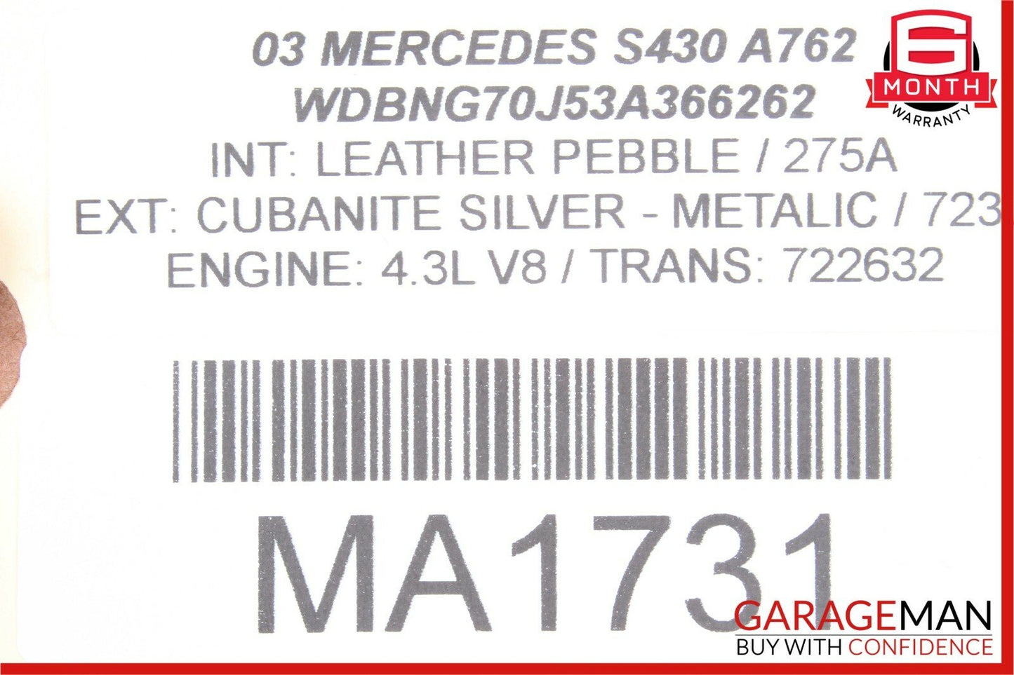 03-06 Mercedes W220 S350 S55 AMG Dash Glove Box Storage Tray Compartment Pebble