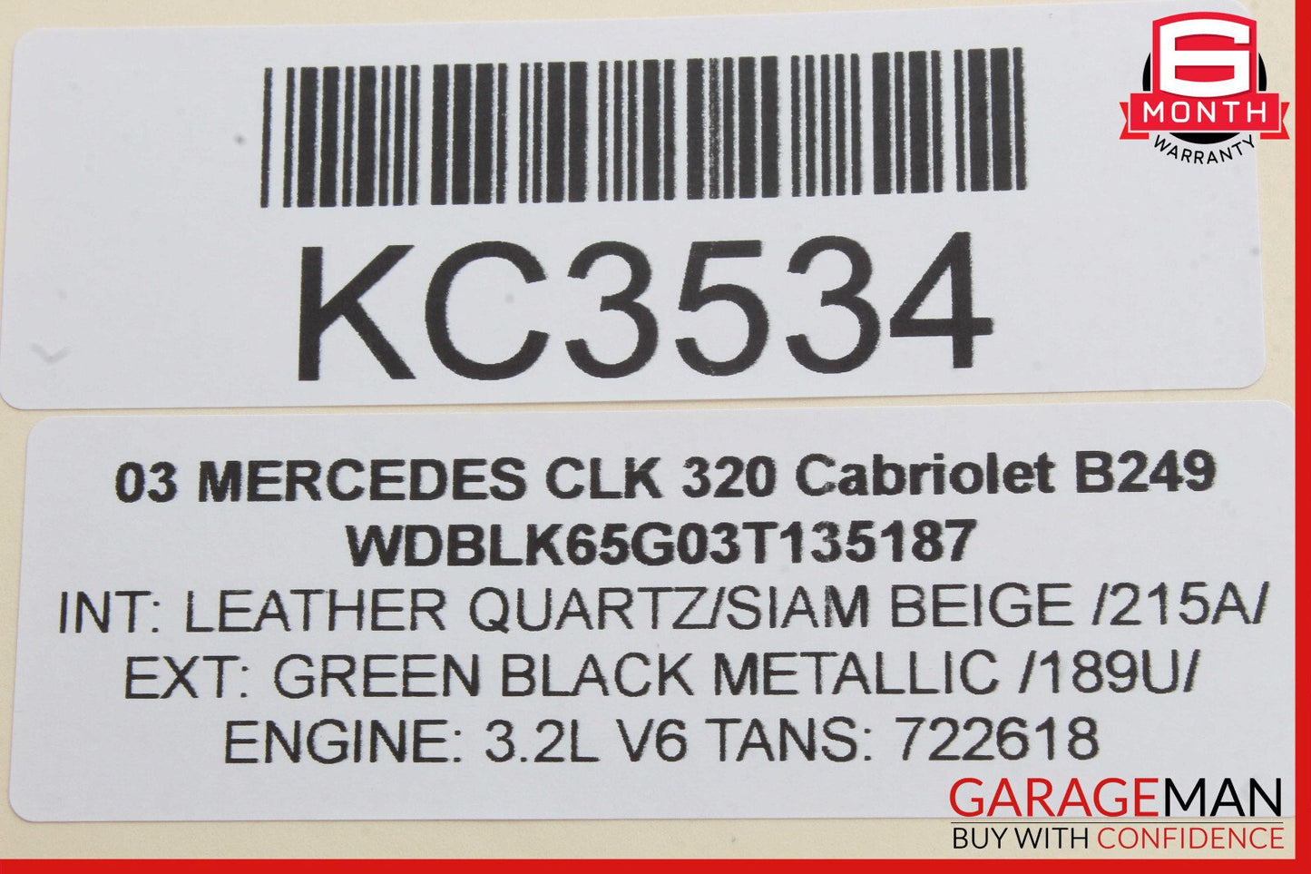 98-03 Mercedes W208 CLK320 Front Right Side Door Window Regulator w/o Motor OEM