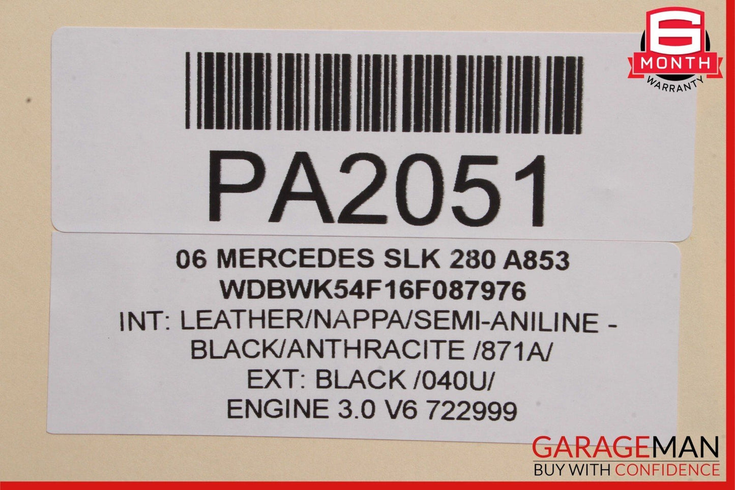 06-11 Mercedes R171 SLK280 C300 Engine Motor Block Assembly 3.0L M272 RWD 155k