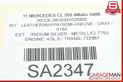 07-09 Mercedes W216 CL550 S550 Dynamic Seat Pressure Vacuum Tank Reservoir OEM