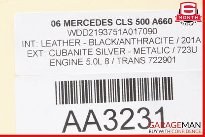 06-08 Mercedes W219 CLS500 Front Right Passenger Side Mirror Door Rear View