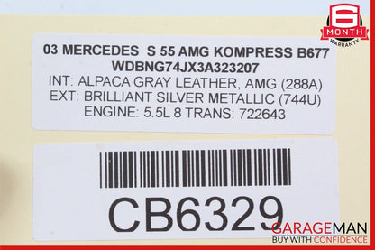 03-09 Mercedes W220 S55 CLK55 AMG Front Radiator Hood Grille Molding OEM