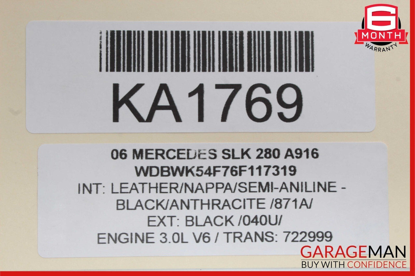 05-11 Mercedes R171 SLK280 SLK55 Front Right / Left Seat Headrest Head Rest