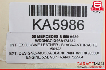 07-13 Mercedes W221 S550 Rear Right Side Exterior Door Handle Keyless Go OEM