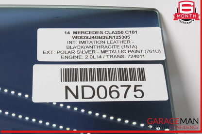 14-18 Mercedes W117 CLA250 Rear Right Passenger Side Door Window Glass OEM