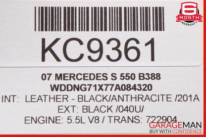 07-09 Mercedes W221 S550 Top Upper Rear View Inside Dim Mirror Gray OEM