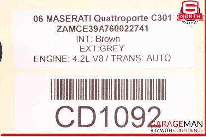 03-08 Maserati Quattroporte M139 Front Radiator Core Support OEM