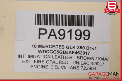 10-12 Mercedes X204 GLK350 Rear Trunk Lid Hatch Tailgate Lift Gate Glass Red