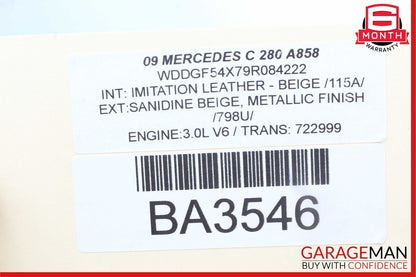 08-17 Mercedes W204 C300 E350 Center Console Ashtray Ash Tray Rear Beige