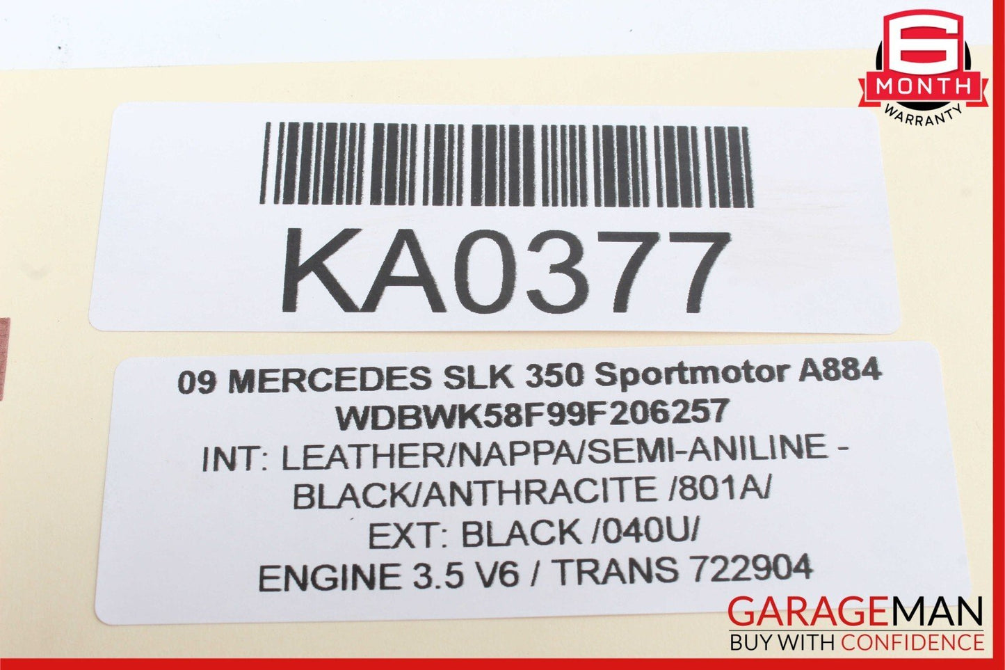 05-11 Mercedes R171 SLK350 Front Right / Left Seat Headrest Head Rest Black