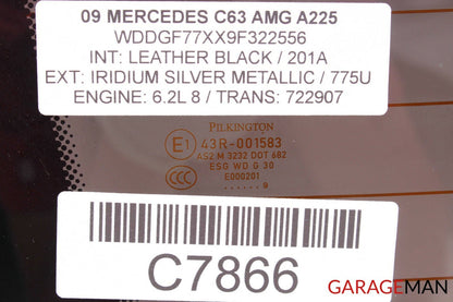 08-14 Mercedes W204 C250 C63 AMG Rear Windshield Window Auto Glass OEM