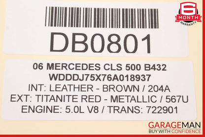 06-11 Mercedes W219 CLS500 Front Left / Right Top Upper Seat Cushion OEM
