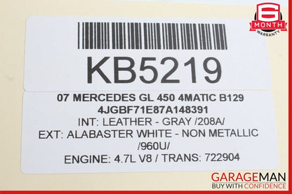 07-12 Mercedes GL550 GL450 Rear 3rd Third Seat Row Power Folding Control Module
