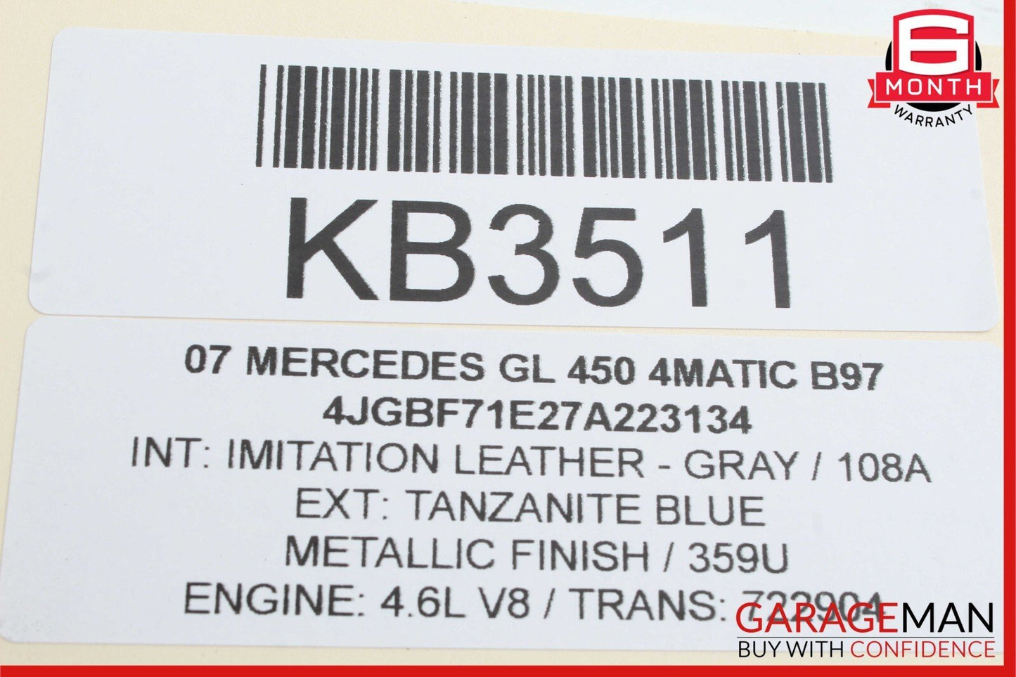 07-09 Mercedes X164 GL450 4MATIC Rear Right Side Taillight Tail Light Lamp OEM