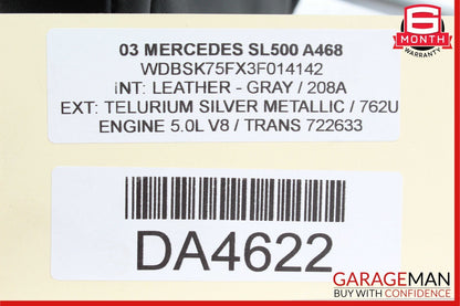 03-08 Mercedes R230 SL500 SL550 Front Right or Left Seat Headrest Head Rest Gray