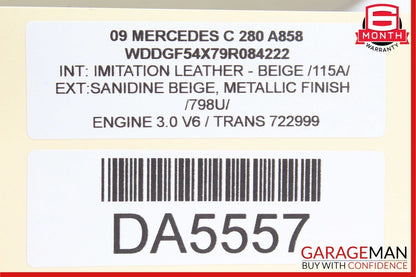 08-11 Mercedes W204 C300 C350 Front Right Side Top Upper Seat Cushion Brown OEM