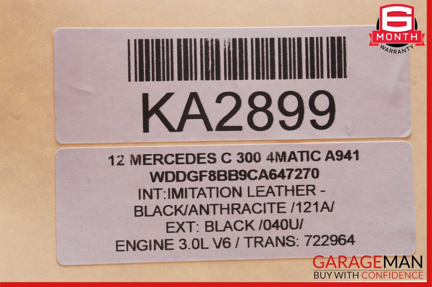 08-15 Mercedes W204 C300 Rear Right or Left Seat Headrest Head Rest Black OEM