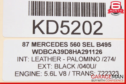86-91 Mercedes W126 560SEL 420SEL Rear Left Vacuum Lock Actuator Element OEM
