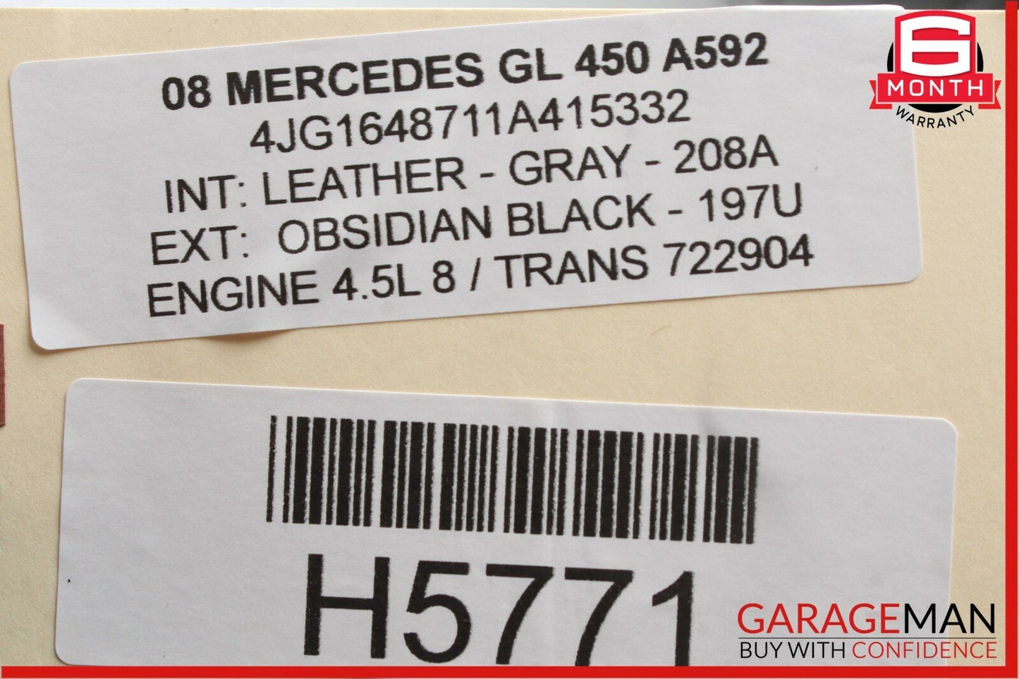 06-12 Mercedes X164 GL450 Rear Right 2nd Second Row Seat Belt Seatbelt Retractor