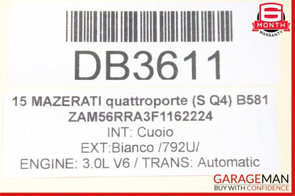 13-17 Maserati Quattropore Rear Bumper Reinforcement Impact Crash Rebar Bar OEM