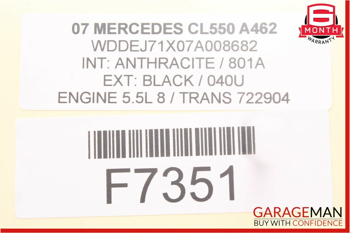 07-13 Mercedes W216 CL550 Steering Column Control Switches Assembly Black OEM