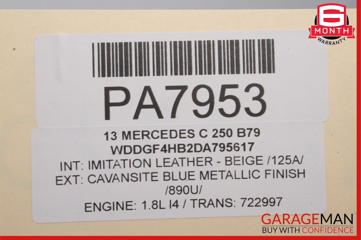 08-14 Mercedes W204 C250 C350 Sedan Front Right Top Upper Seat Cushion Beige OEM