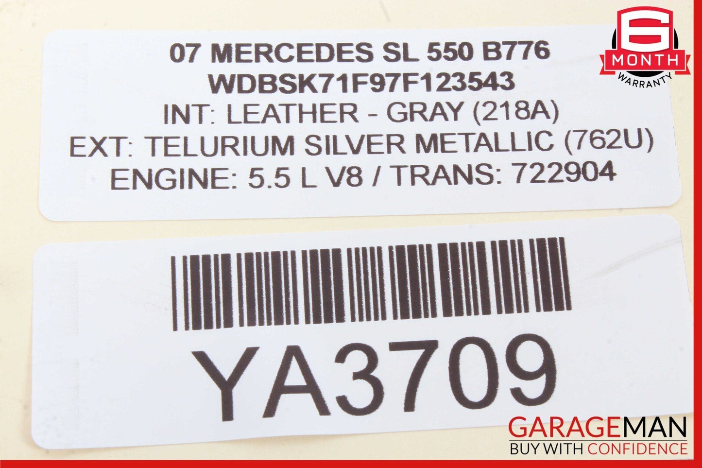 05-12 Mercedes R230 SL550 Front Top Upper Overhead Dome Reading Map Light Gray