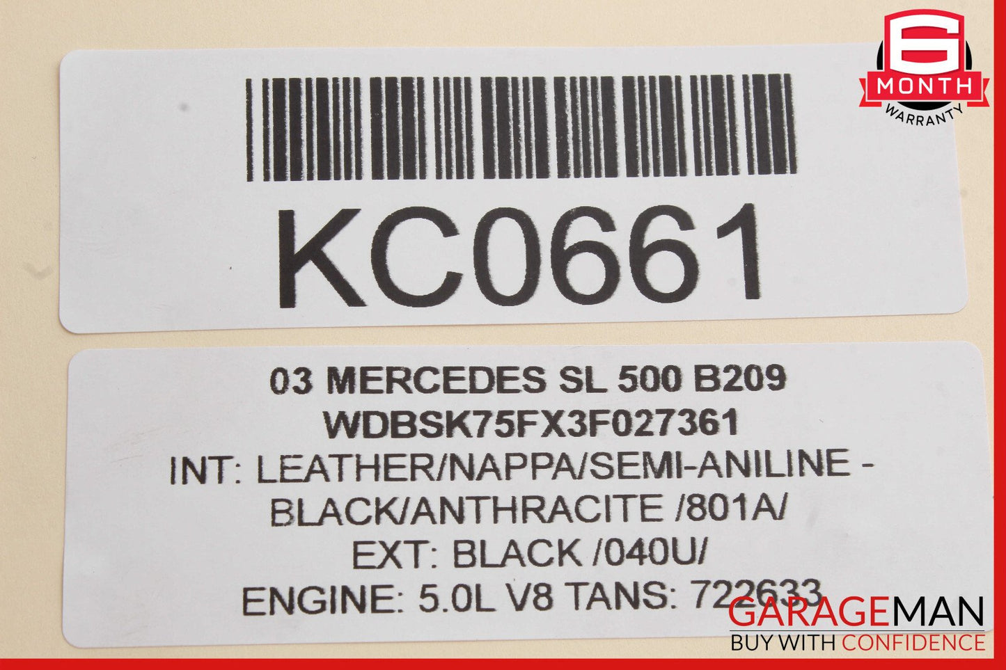 03-12 Mercedes R230 SL500 SL55 AMG Upper Radiator Support Frame 2306201931 OEM