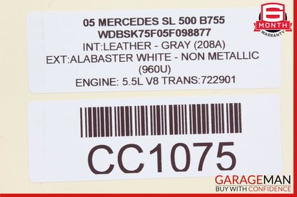 03-08 Mercedes R230 SL500 SL55 AMG Left Side Door Audio Sound Speaker Bose