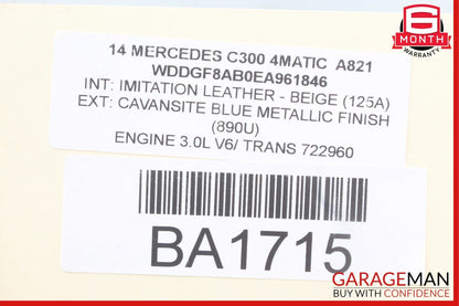 08-14 Mercedes W204 C250 C300 Rear Right Door Lock Latch Actuator OEM