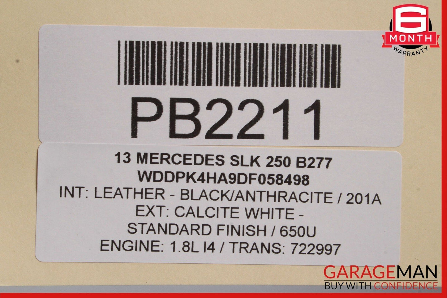12-16 Mercedes R172 SLK350 SLK300 Front Right Side Upper Seat Cushion Anthracite