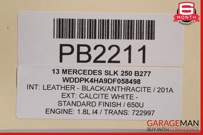 12-16 Mercedes R172 SLK350 SLK300 Front Right Side Upper Seat Cushion Anthracite