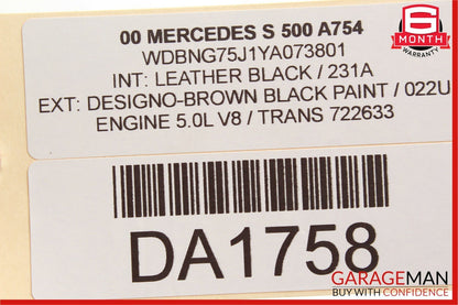 00-02 Mercedes W220 S500 Front Left Driver Side Seat Headrest Head Rest Brown