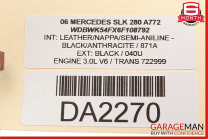 05-11 Mercedes R171 SLK280 Rear Right Side Seat Headrest Head Rest Roll Bar OEM