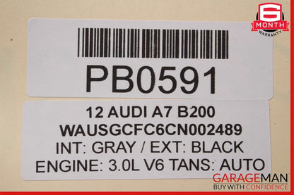 12-18 Audi A7 Front Left Driver Side Door Shell Panel Black OEM