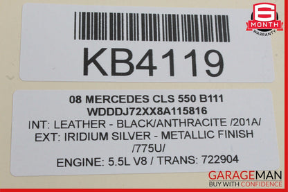 06-08 Mercedes W219 CLS550 Front Left Side Door Mirror Rear View Silver OEM