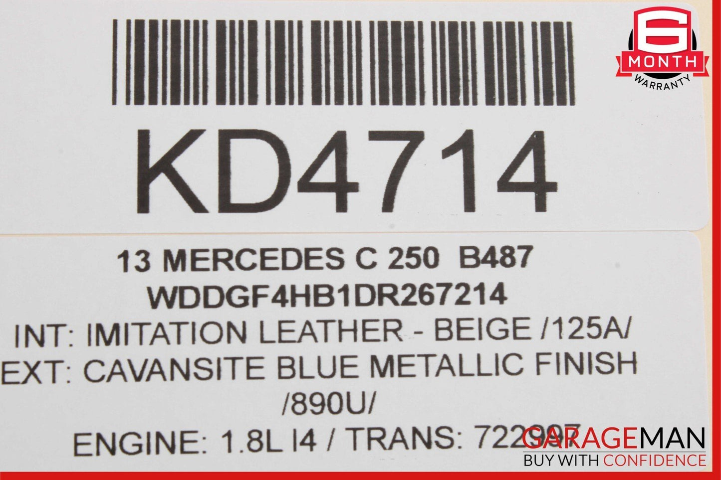 08-14 Mercedes W204 C250 C300 C350 Rear Right Side Door Lock Latch Actuator OEM