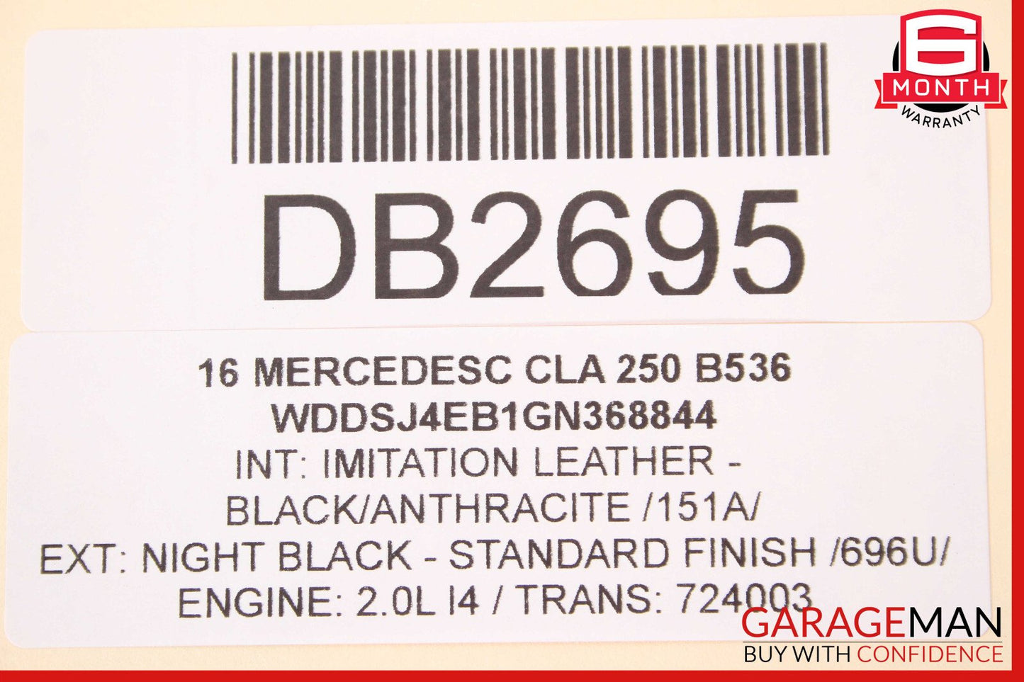 14-18 Mercedes W117 CLA250 Front Right Lower Bottom Seat Cushion Cover Black