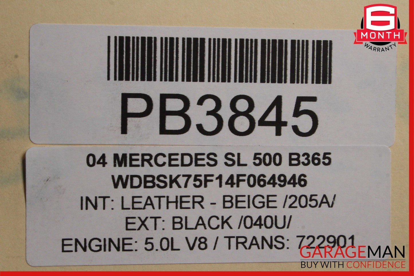 03-08 Mercedes R230 SL500 Front Upper Radiator Core Support Headlight Bracket