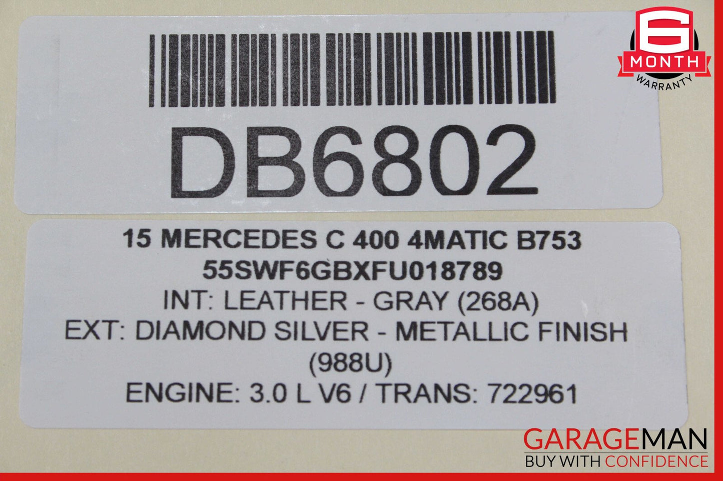 15-21 Mercedes W205 C400 C350e Rear Right Passenger Side Top Upper Seat Cushion