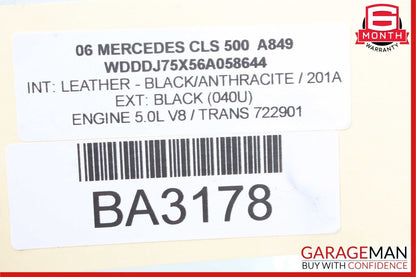 06-08 Mercedes W219 CLS500 Front Left Side Mirror Door Rear View Black