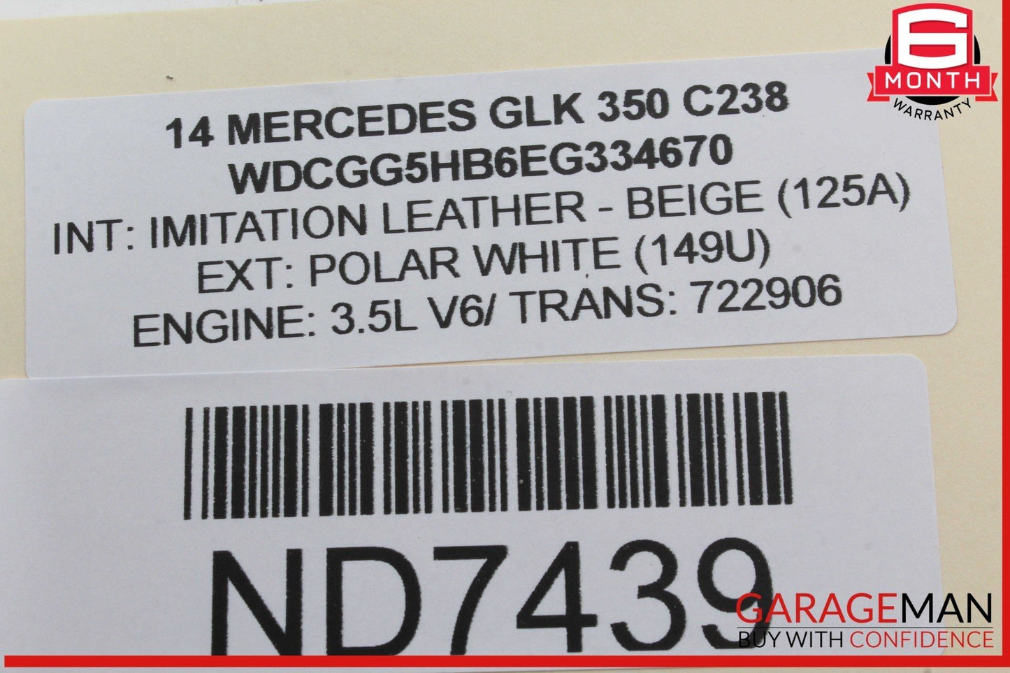 08-16 Mercedes X204 GLK350 E350 Rear Right Side Door Window Regulator Motor OEM