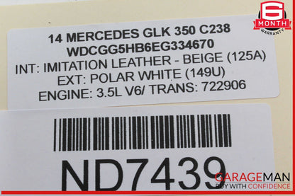 08-16 Mercedes X204 GLK350 E350 Rear Right Side Door Window Regulator Motor OEM