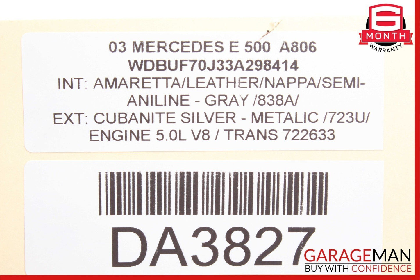 03-06 Mercedes W211 E500 Front Right Seat Belt Seatbelt Retractor Assembly Grey