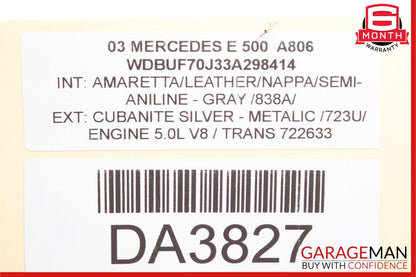 03-06 Mercedes W211 E500 Front Right Seat Belt Seatbelt Retractor Assembly Grey