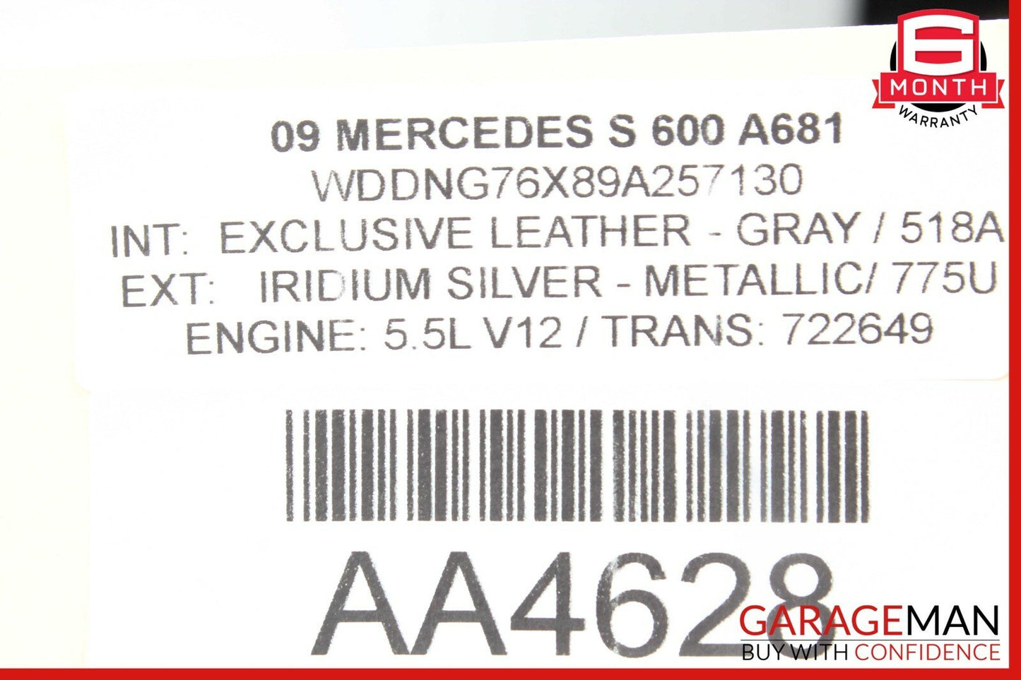 07-13 Mercedes W221 S600 S63 AMG Rear Right Exterior Door Handle Keyless Go