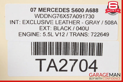 07-13 Mercedes W221 S600 S63 AMG Rear Window Sun Shade Screen Roller Blind Grey