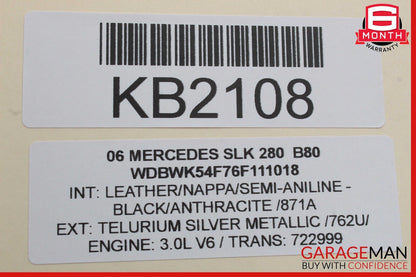 05-11 Mercedes R171 SLK280 SLK350 Front Left Sun Visor Sunvisor Shade Cover OEM